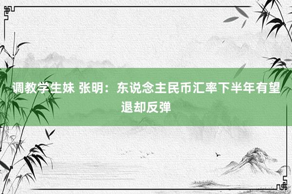 调教学生妹 张明：东说念主民币汇率下半年有望退却反弹