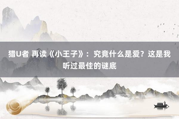 猎U者 再读《小王子》：究竟什么是爱？这是我听过最佳的谜底