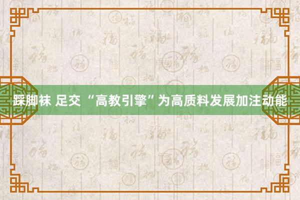 踩脚袜 足交 “高教引擎”为高质料发展加注动能