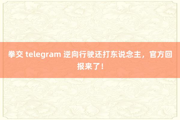 拳交 telegram 逆向行驶还打东说念主，官方回报来了！