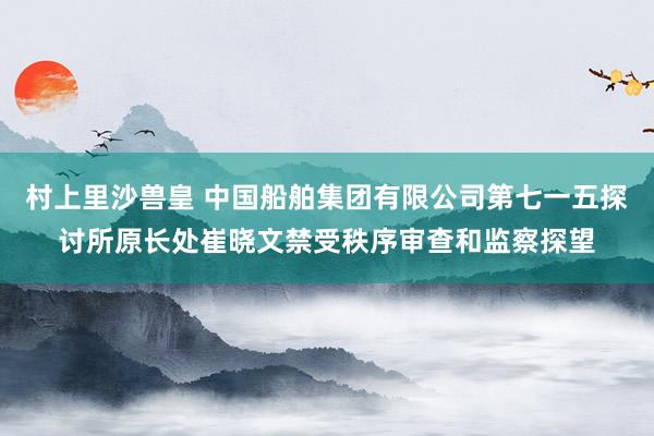 村上里沙兽皇 中国船舶集团有限公司第七一五探讨所原长处崔晓文禁受秩序审查和监察探望