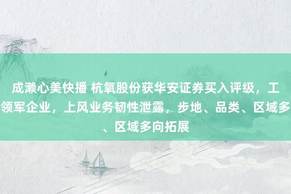 成濑心美快播 杭氧股份获华安证券买入评级，工业气体领军企业，上风业务韧性泄露，步地、品类、区域多向拓展